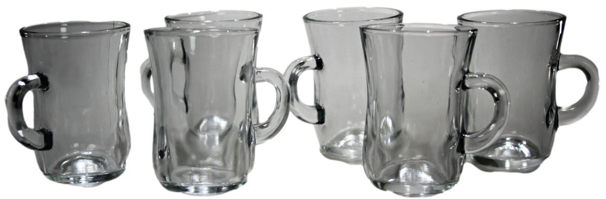 Ovel Tea Glasses With Handles Set Of 6 (Parcel Plus Rate)