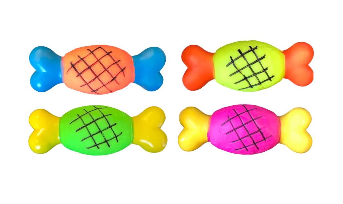 Pet Dog Toy Squeaky Cartoon Meat Bone 14 x 5.5 cm Assorted Colours 7088