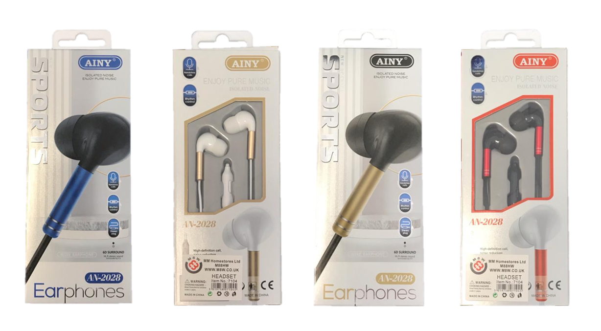 AINY Wired Earphones AN-2028 Assorted Colours 7104