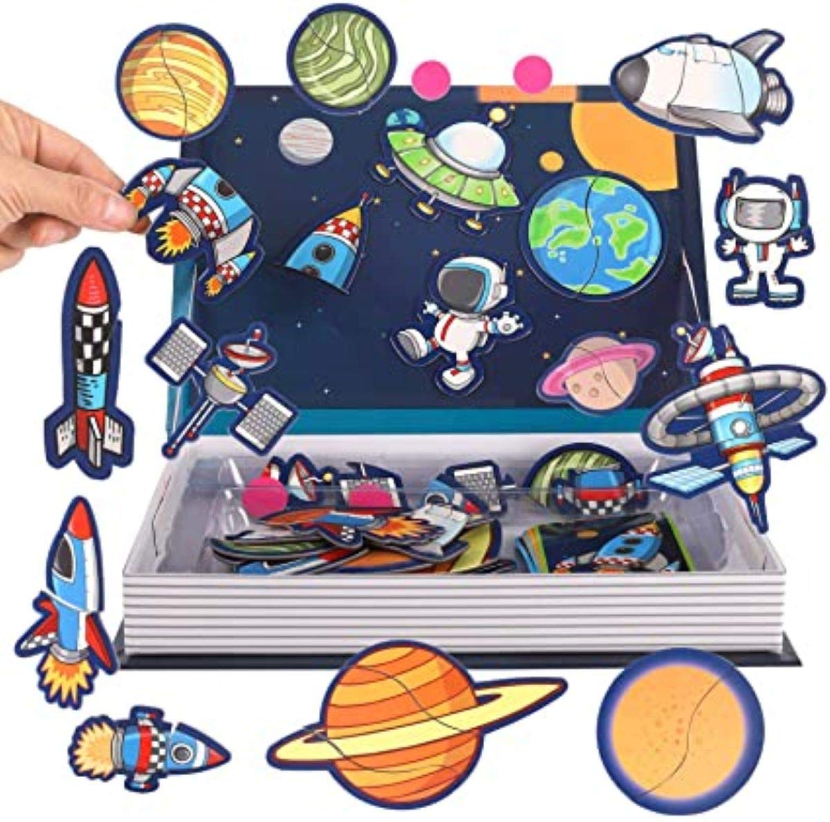 Magnetic Book - Space Edition - 16 Cards & 38 Magnets