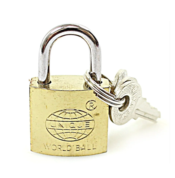World Ball Metal Brass Padlock with 3 Keys 32mm 7163