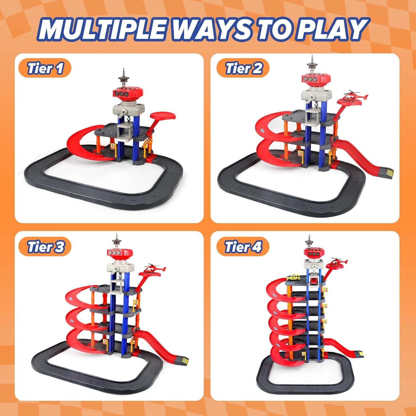 Multi-Storey Toy Car Parking Garage PlaySet for Kids with Sound & Lights - 85 Piece