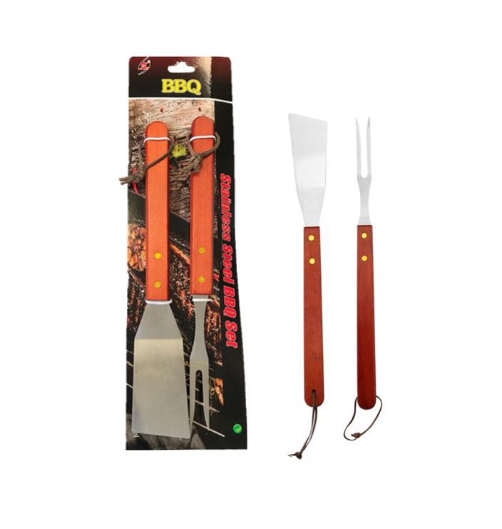 Metal BBQ Meat Carving Fork Spatula Set 33 cm 7191