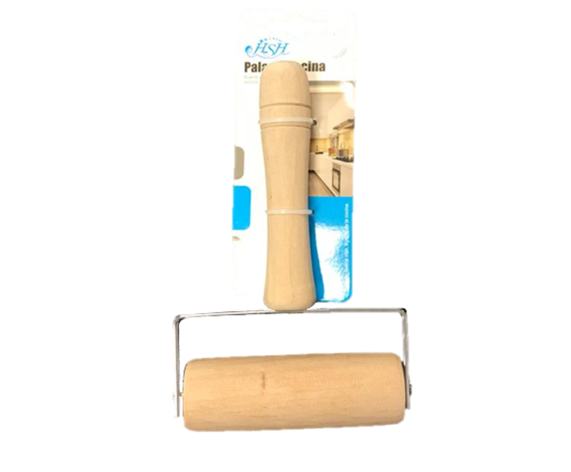 Wooden Dough Rolling Pin Metal Frame with Handle 17 x 10 cm 7198