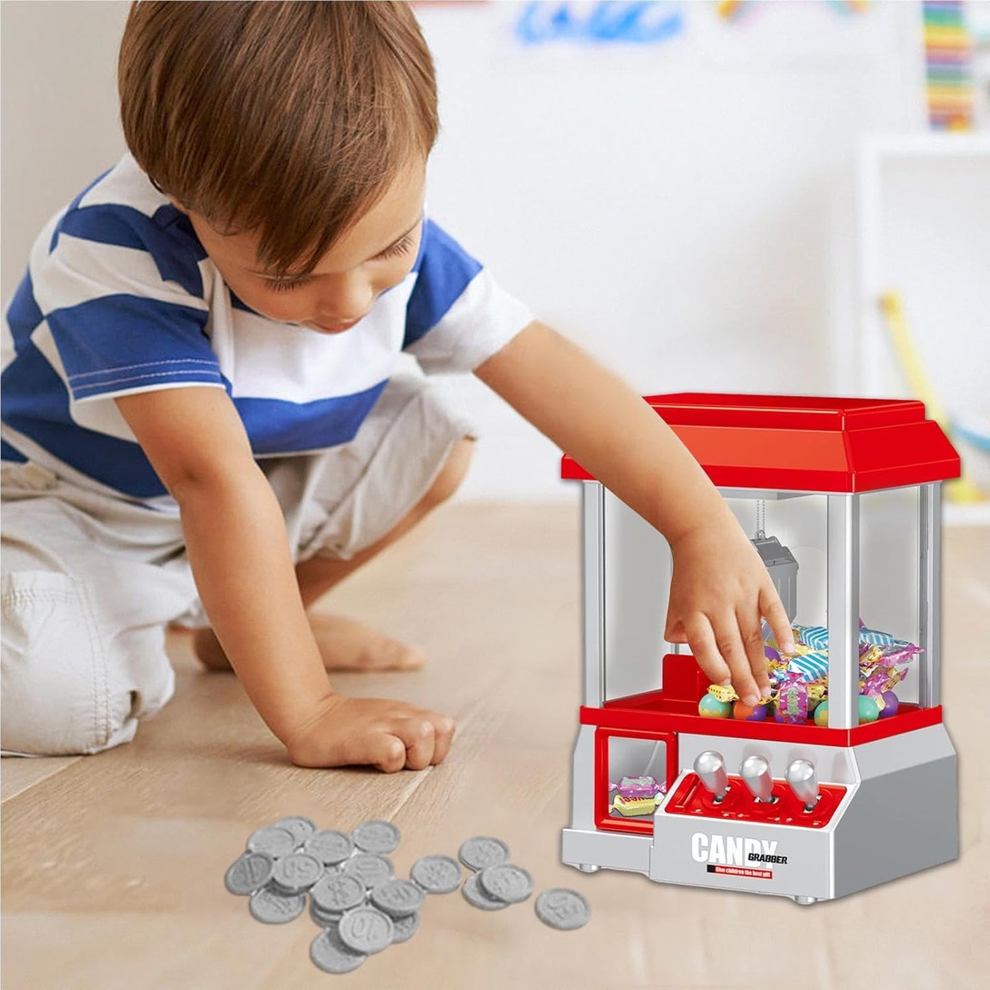 Mini Candy Grabber Claw Machine Red Vending Arcade Game