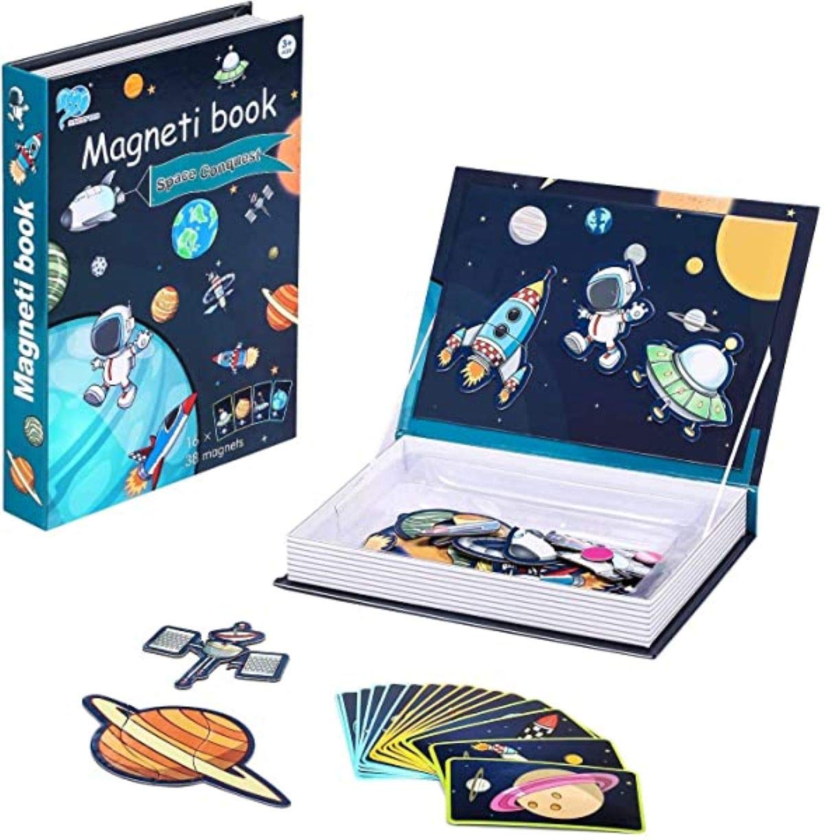 Magnetic Book - Space Edition - 16 Cards & 38 Magnets