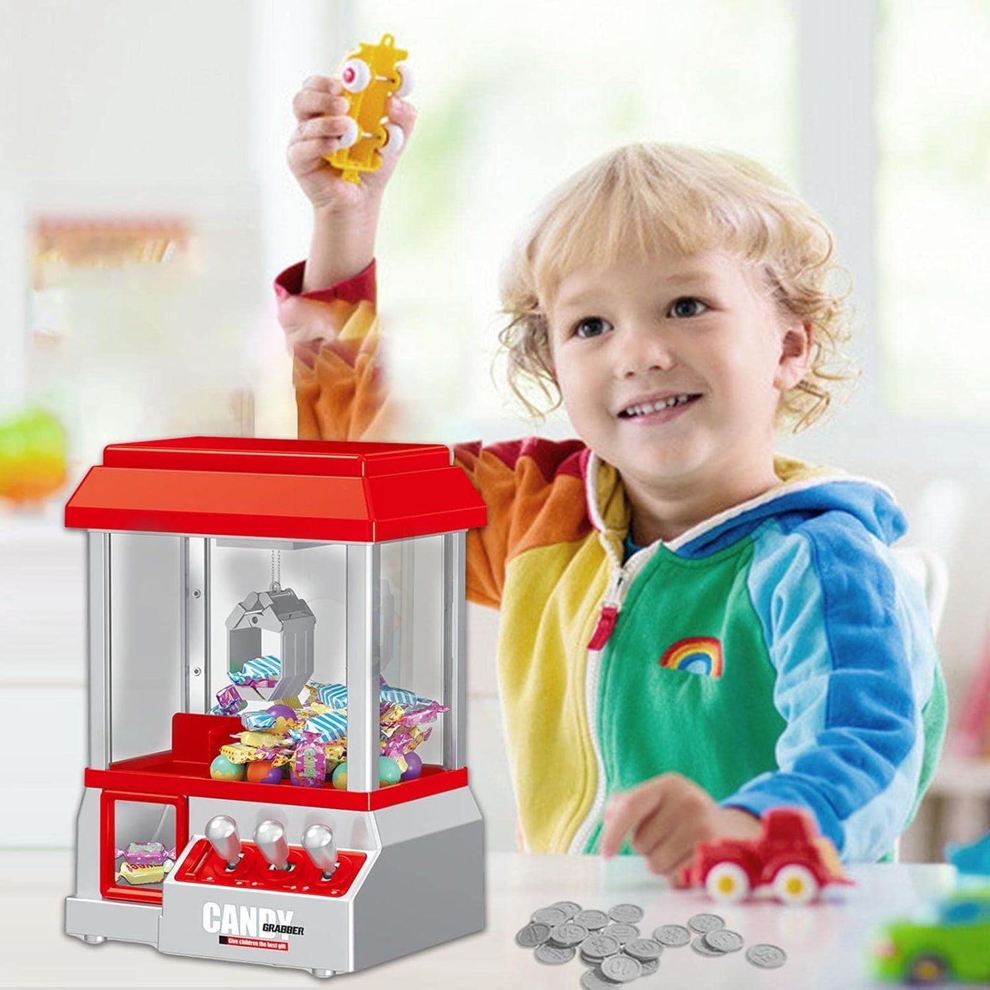 Mini Candy Grabber Claw Machine Red Vending Arcade Game