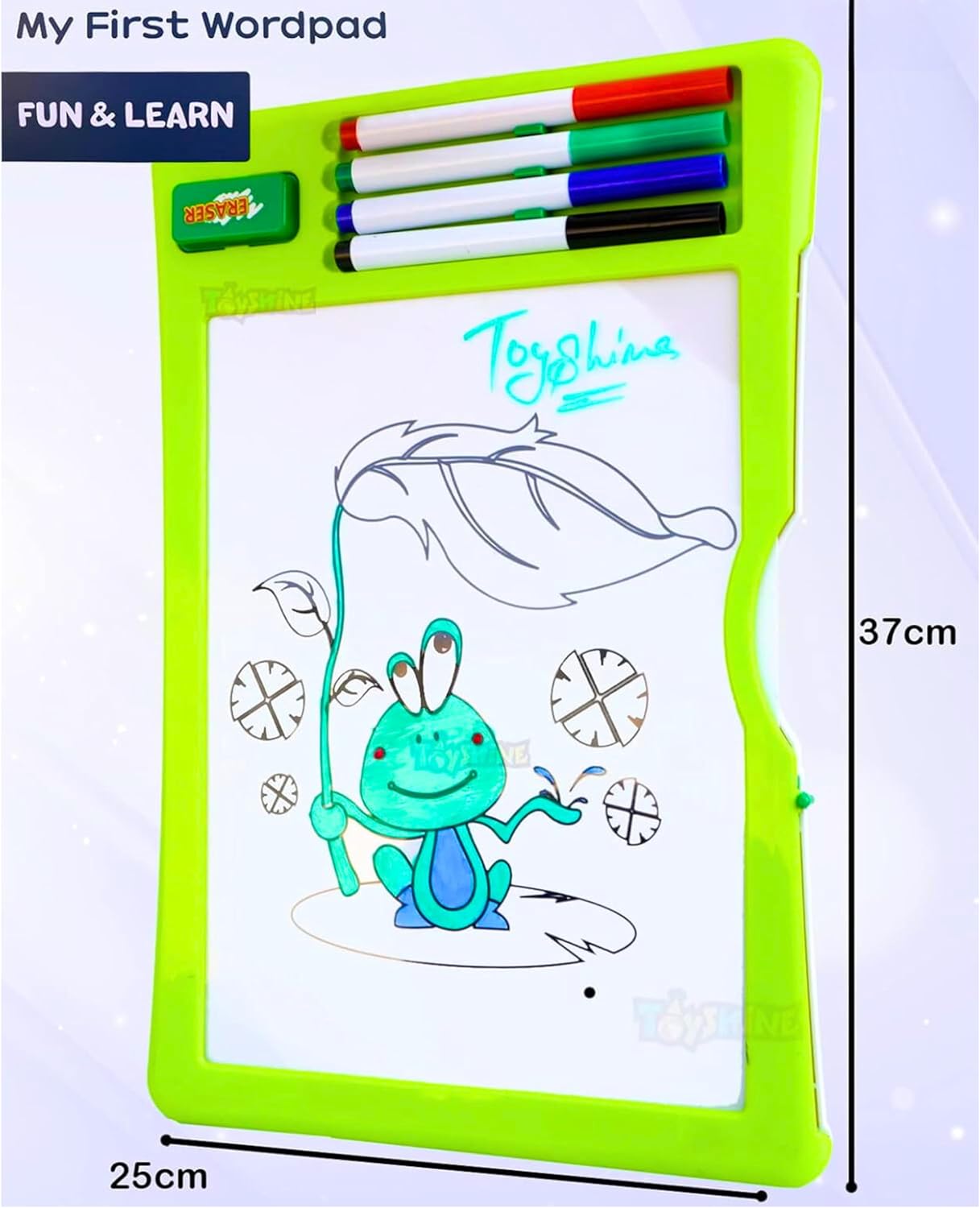 Wipe and Clean Magic Drawing & Writing Board for Kids - Reusable Graffiti Art Board with 4 Whiteboard Pens, 8 Study Cards & 1 Eraser - Educational Learning Toy for Children