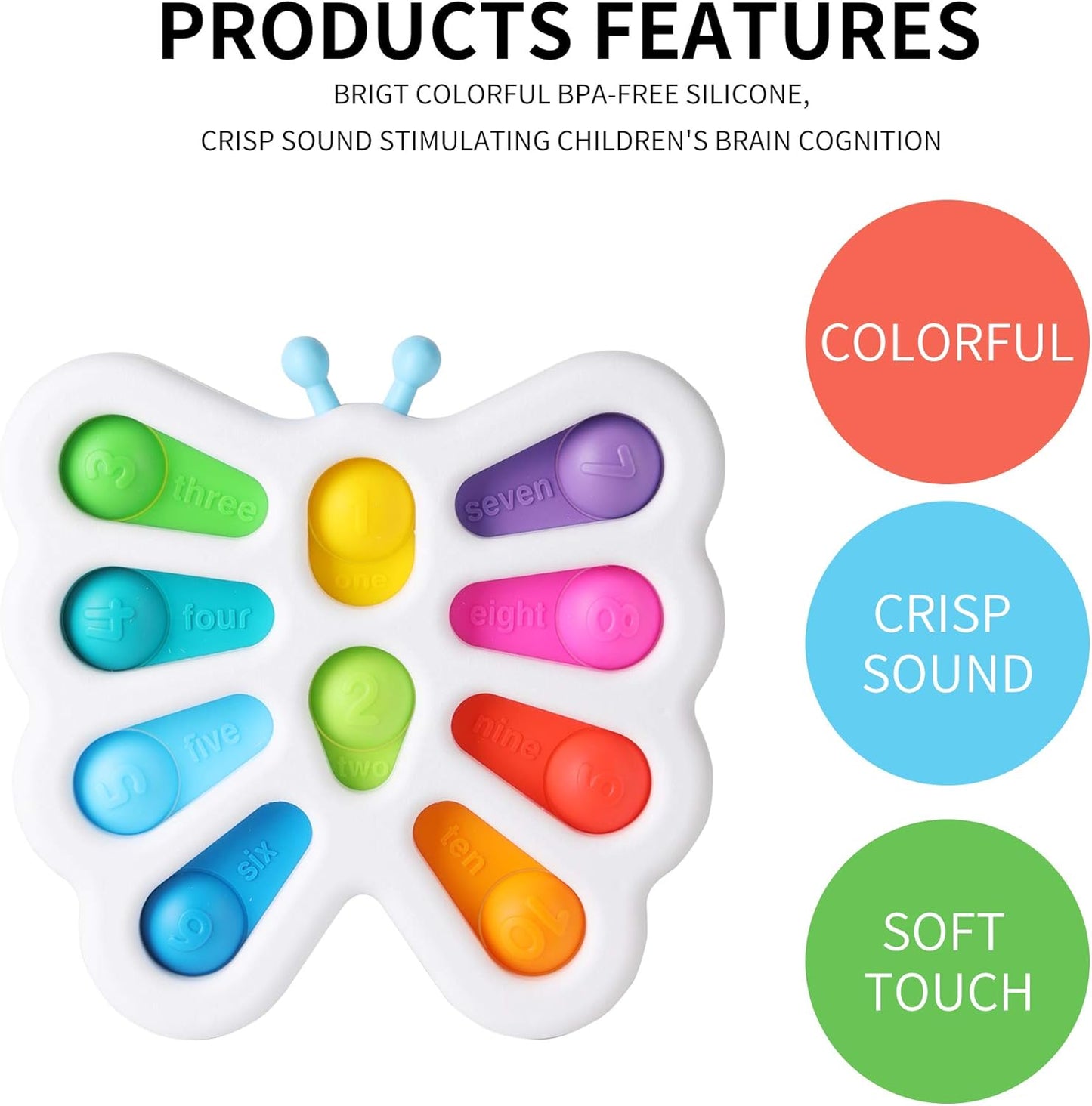 Butterfly Shape Plastic Poppit Pop Push Fidget Sensory Toy