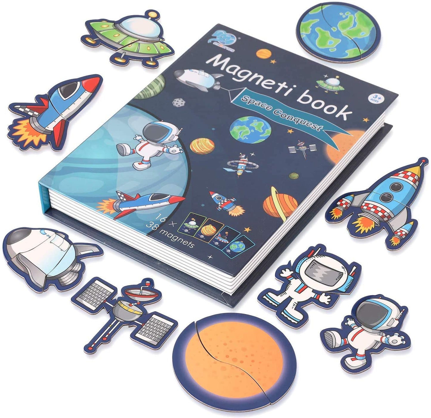 Magnetic Book - Space Edition - 16 Cards & 38 Magnets
