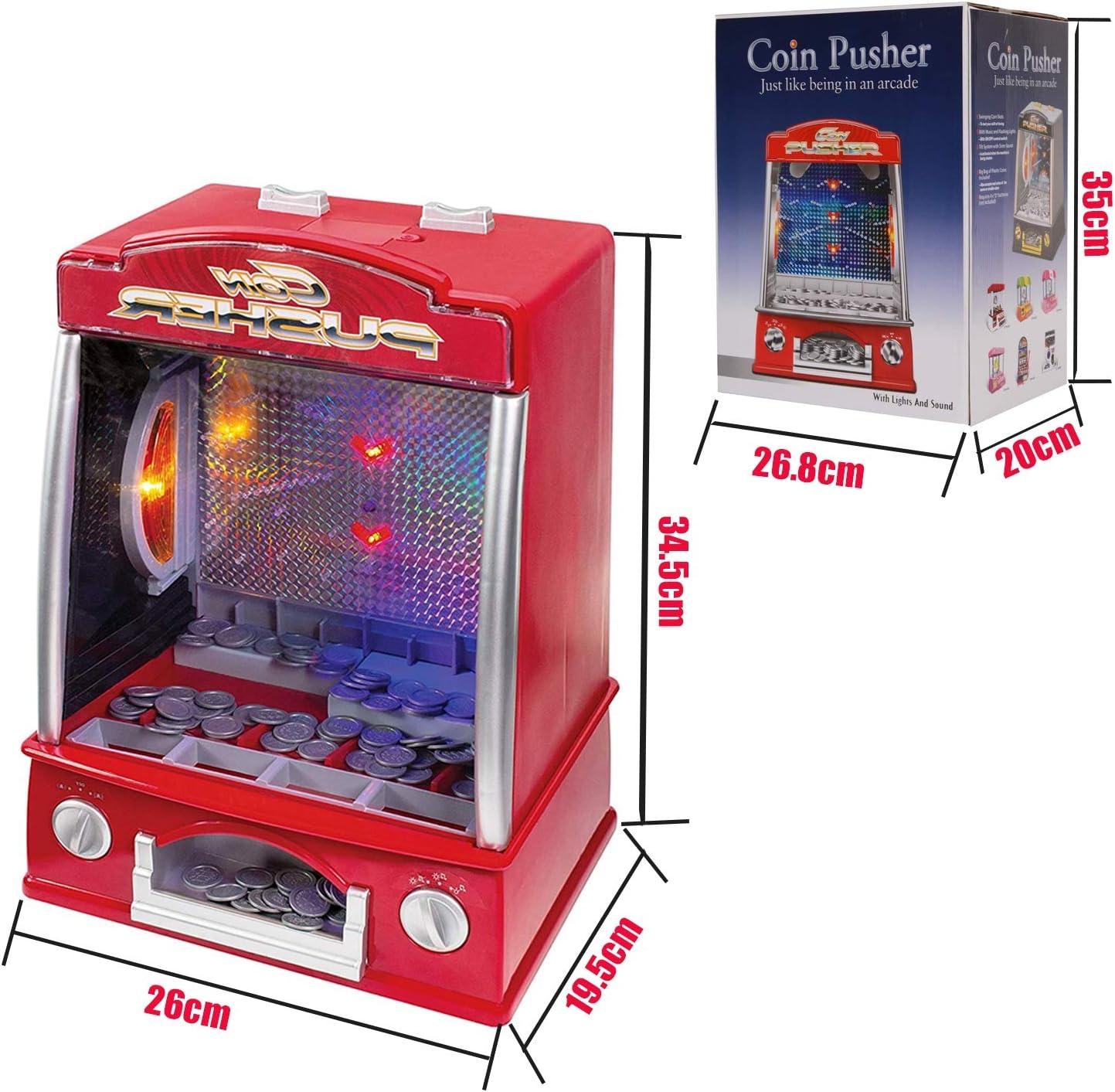 Coin Pusher Slot Arcade Game With Music & Lights