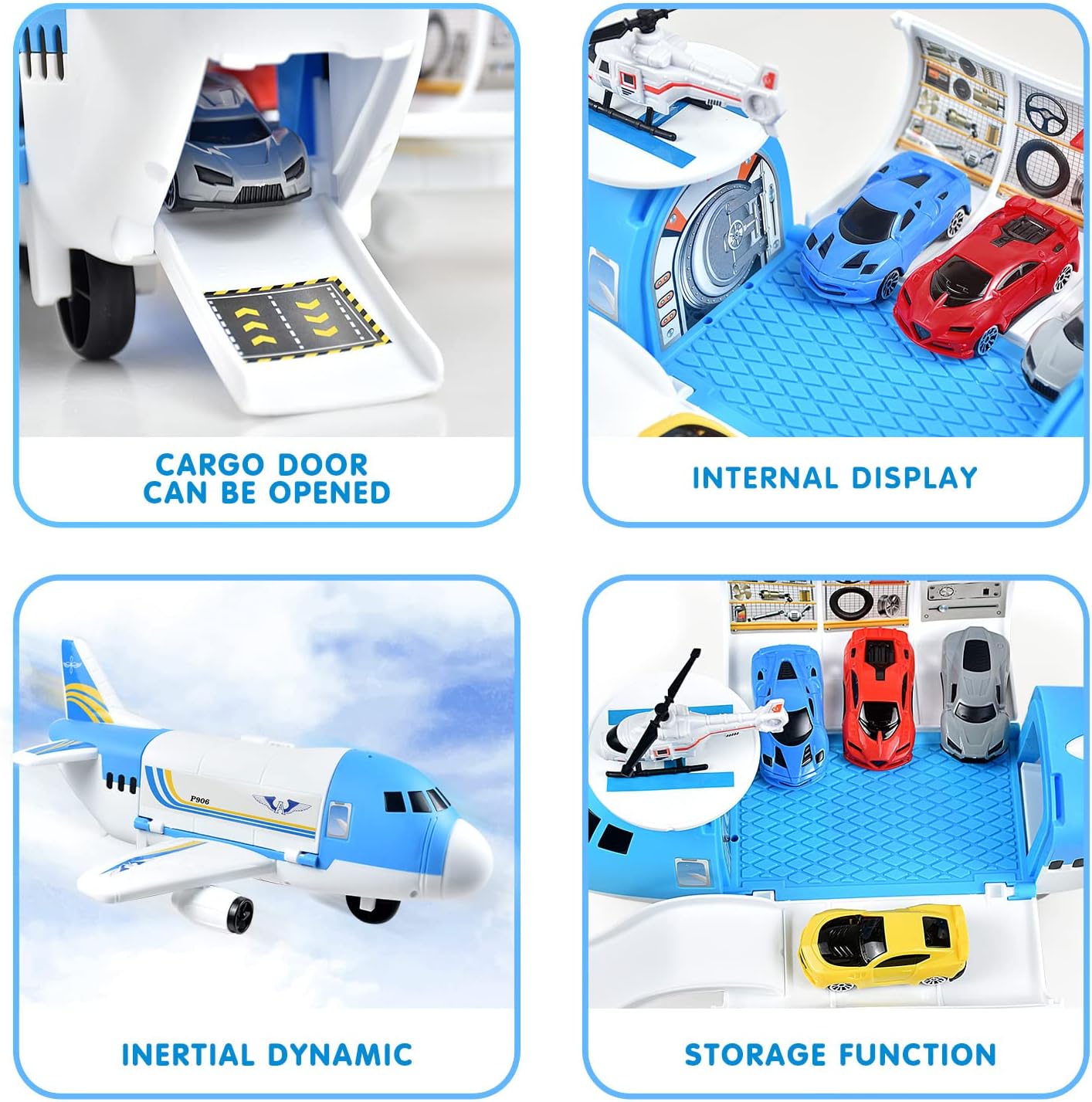 Airplane Transport Car Toy Set including Vehicles 2 in 1
