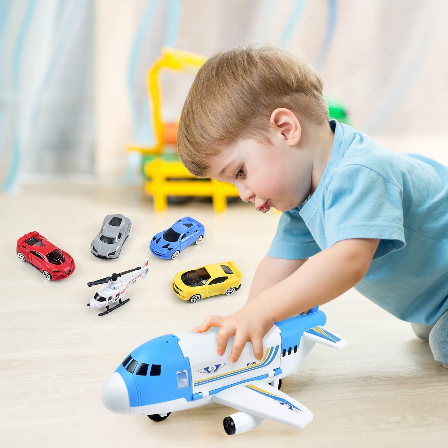 Airplane Transport Car Toy Set including Vehicles 2 in 1