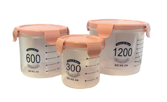 Round Plastic Food Storage Container Set of 3 Assorted Colours 7222