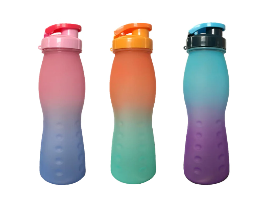 Plastic Water Drinking Bottle Ombre Design 500ml 24 x 7.5 cm Assorted Colours 7227