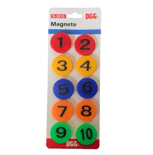 Round Fridge Freezer Magnet Numbers 1 - 10 2.7 cm Pack of 10 Assorted Colours 7276