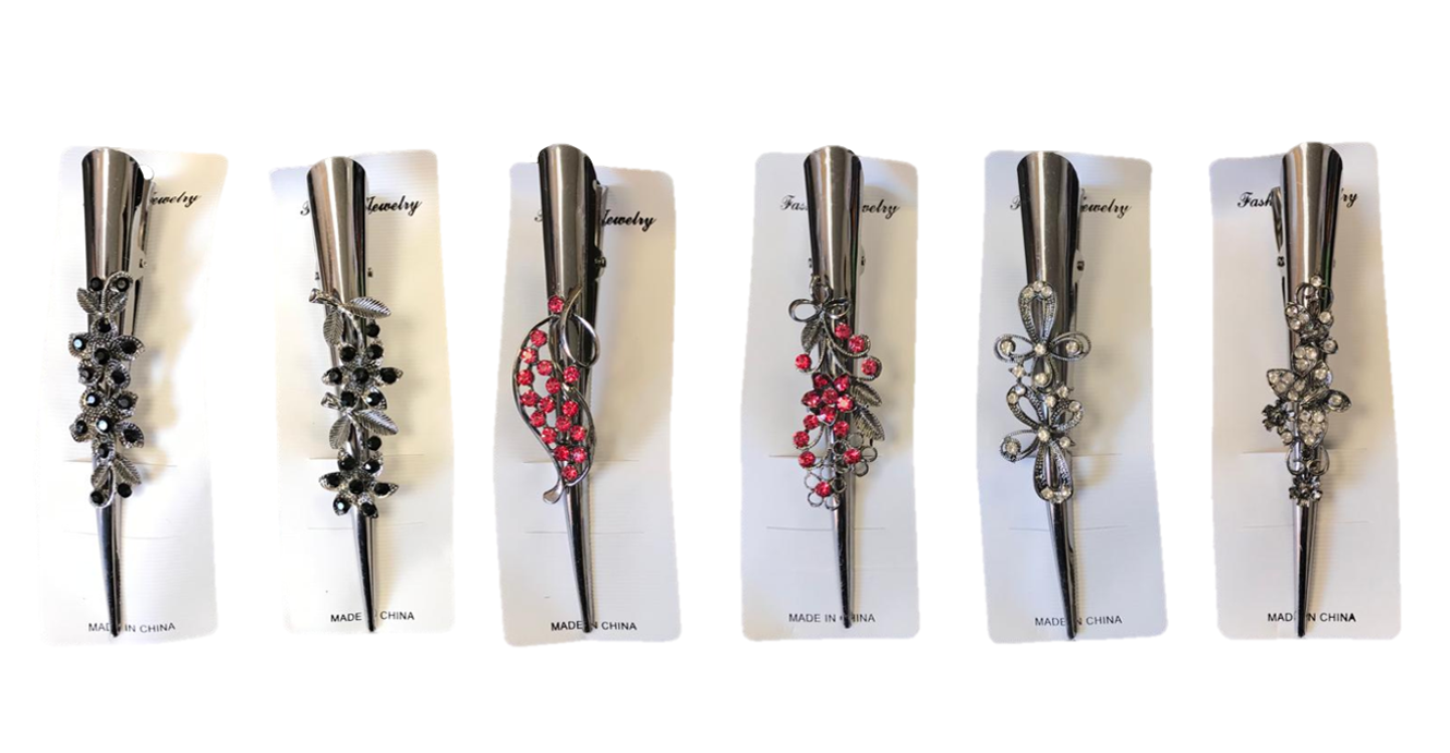 Women's Metal Alligator Hair Clip with Floral Decorations 13 cm Assorted Designs 7328
