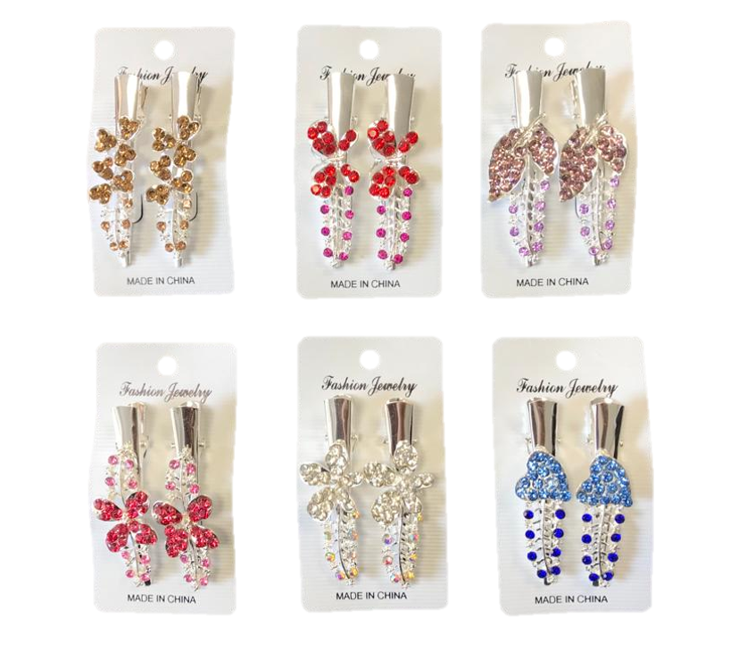 Women's Metal Hair Alligator Clip with Floral Decorations 5.5 cm Assorted Designs 7331
