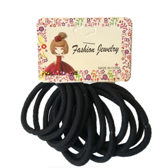 Black Hair Bobble Elastic Tie Pack of 12 7332