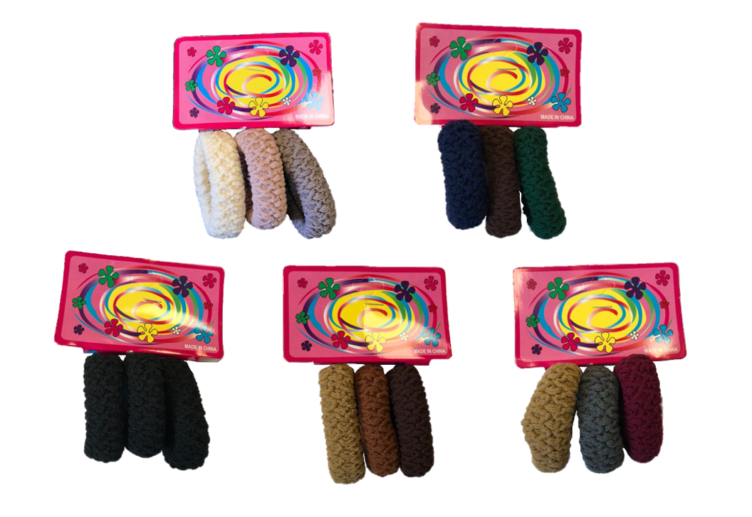 Hair Bobble Elastic Tie Pack of 3 Assorted Colours 7333