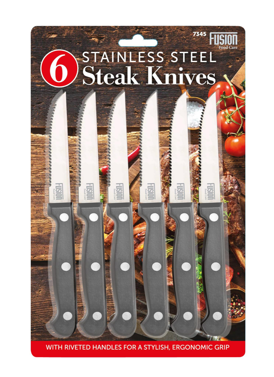 Stainless Steel Serrated Edge Steak Knives Pack of 6 7345