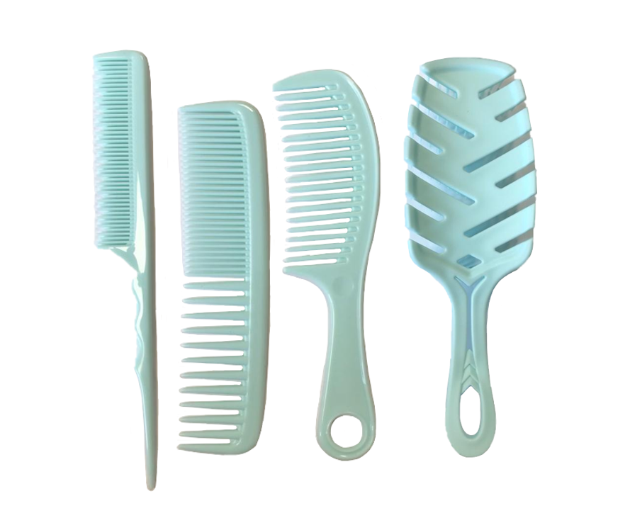 Plastic Hair Brush Comb Set 23 cm Set of 4 Assorted Colours 7388