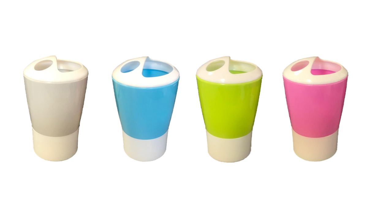 Plastic Toothbrush Holder Cup 11 x 7 cm Assorted Colours 7455