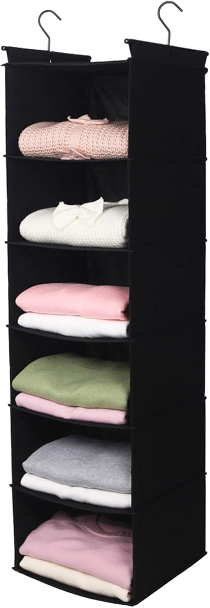 6 Tier Shelf Hanging Closet Organizer, Closet Hanging Shelf with 2 Sturdy Hooks for Storage, Foldable (Grey)