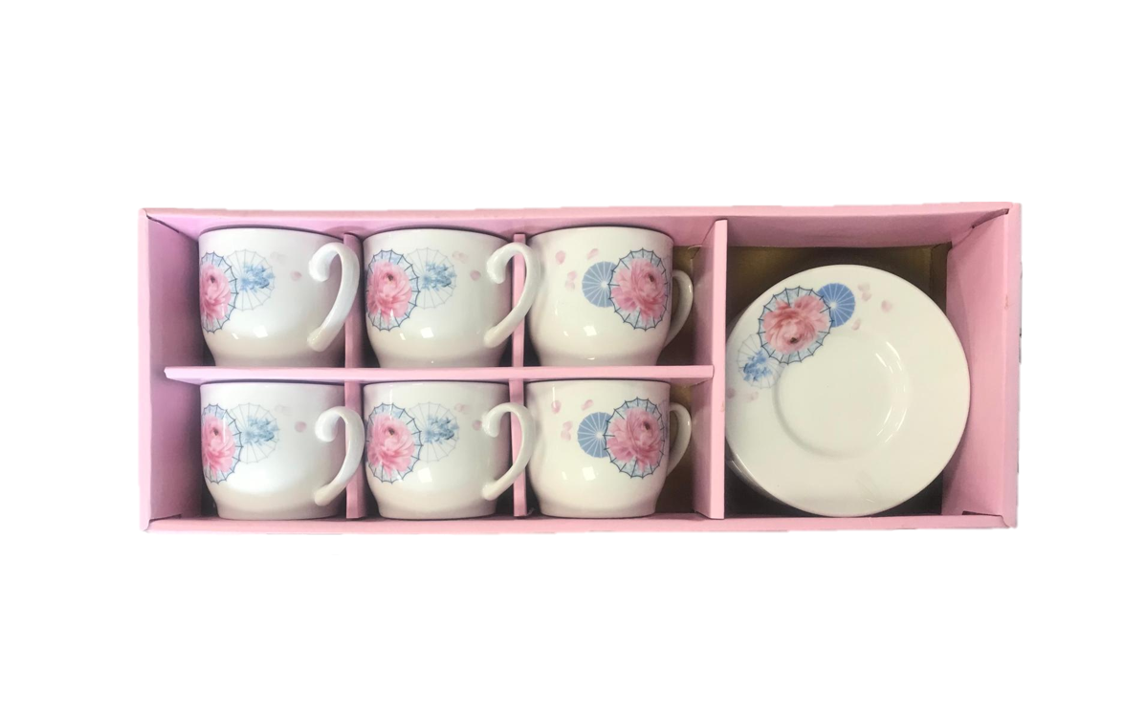 Coffee Espresso Cup Set with Saucers Set of 12 Assorted Designs 7525