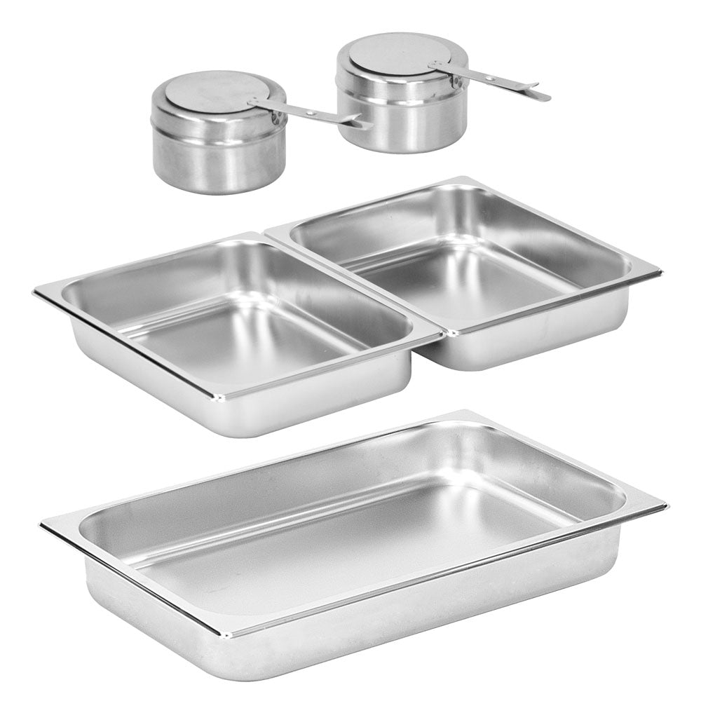 Sq Professional Banquet Chafing Dish With Roll Top Double Compartment Oblong Silver 2 x 4L
