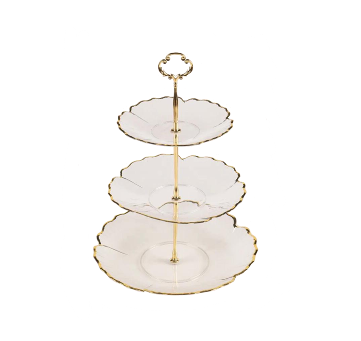 Transparent Plastic 3 Tiered Patisserie Afternoon High Tea Dessert Flower Petal Cake Stand 36 cm 7533