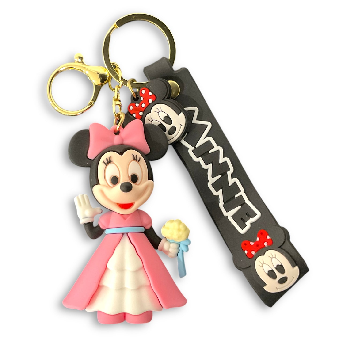 Minnie Pink Dress 3D Silicone Keychain Keyring Pendant
