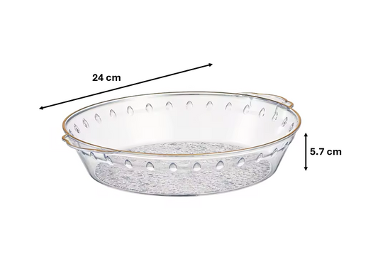 Round Transparent Plastic Fruit Bowl Serving Tray with Gold Rim 24 x 5.7 cm 7604