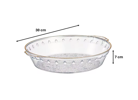 Round Transparent Plastic Fruit Bowl Serving Tray with Gold Rim 30 x 7 cm 7605