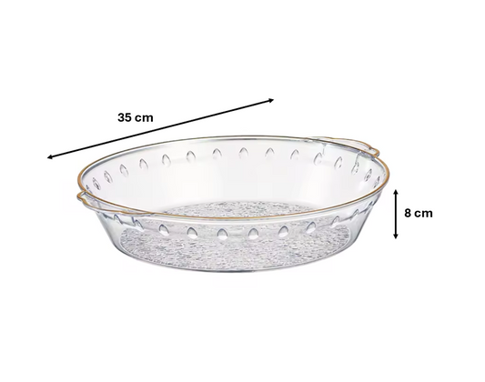 Round Transparent Plastic Fruit Bowl Serving Tray with Gold Rim 35 x 8 cm 7606
