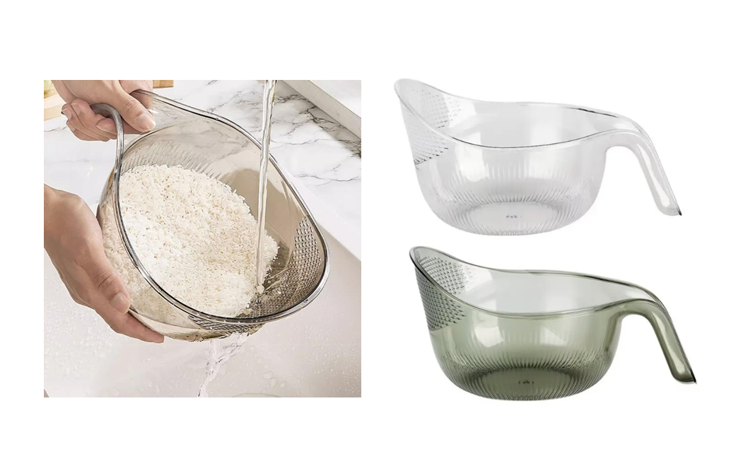 Kitchen Transparent Plastic Water Scoop Ric Drainer Colander 20 x 19 cm Assorted Colours 7612
