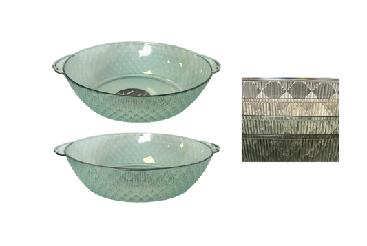 Round Diamond Patterned Fruit Serving Bowl with Handles 28.5 x 9 cm Assorted Colours 7616