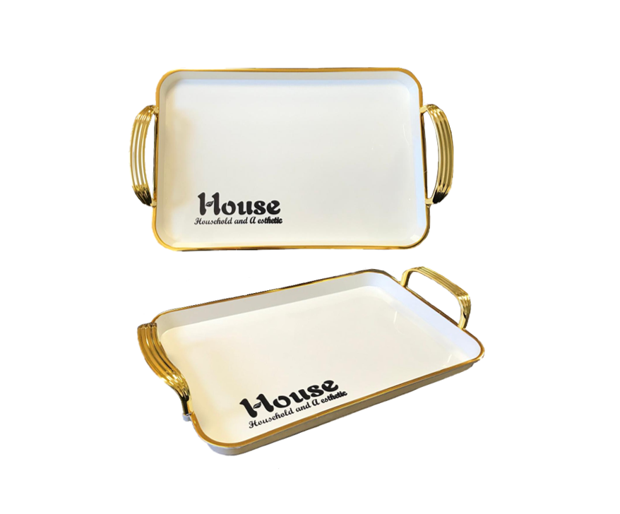 Rectangular Serving Tray with Gold Rim and Handles 29 x 19 x 2.5 cm 7642 (Copy)