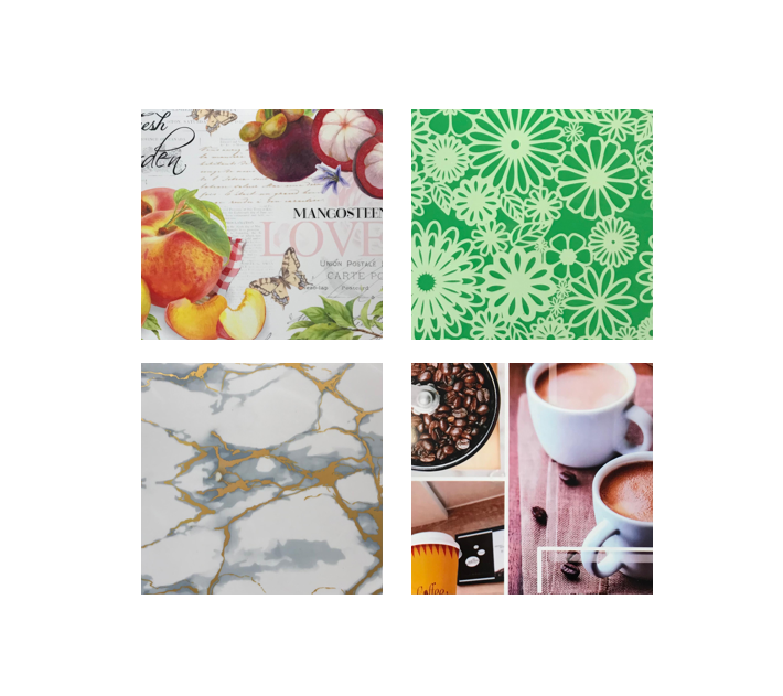 Plastic Rounded Rectangle Serving Tray with Printed Design 46.5 x 31.5 cm Assorted Designs 7654