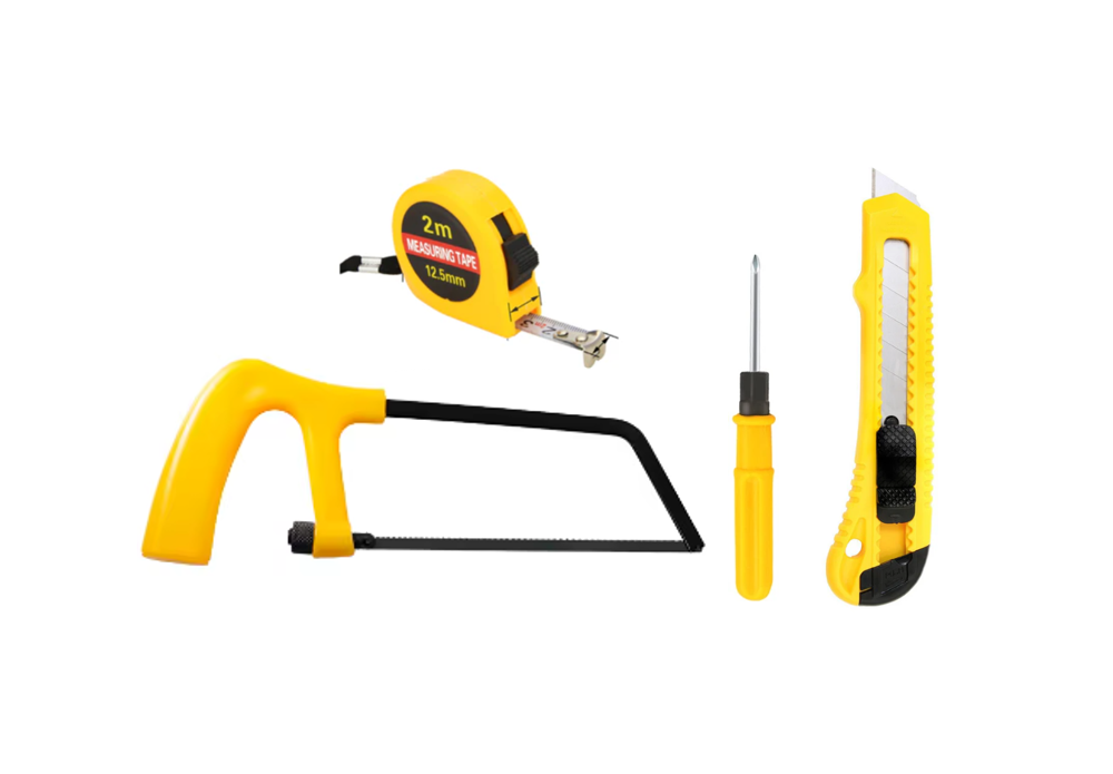 DIY Tools Set of 4 Saw Stanley knife Screwdriver Measuring Tape 7666