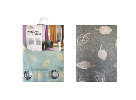 Room Fabric Window Curtain Jacquard Leaf Design 140 x 240 cm Assorted Colours 7704