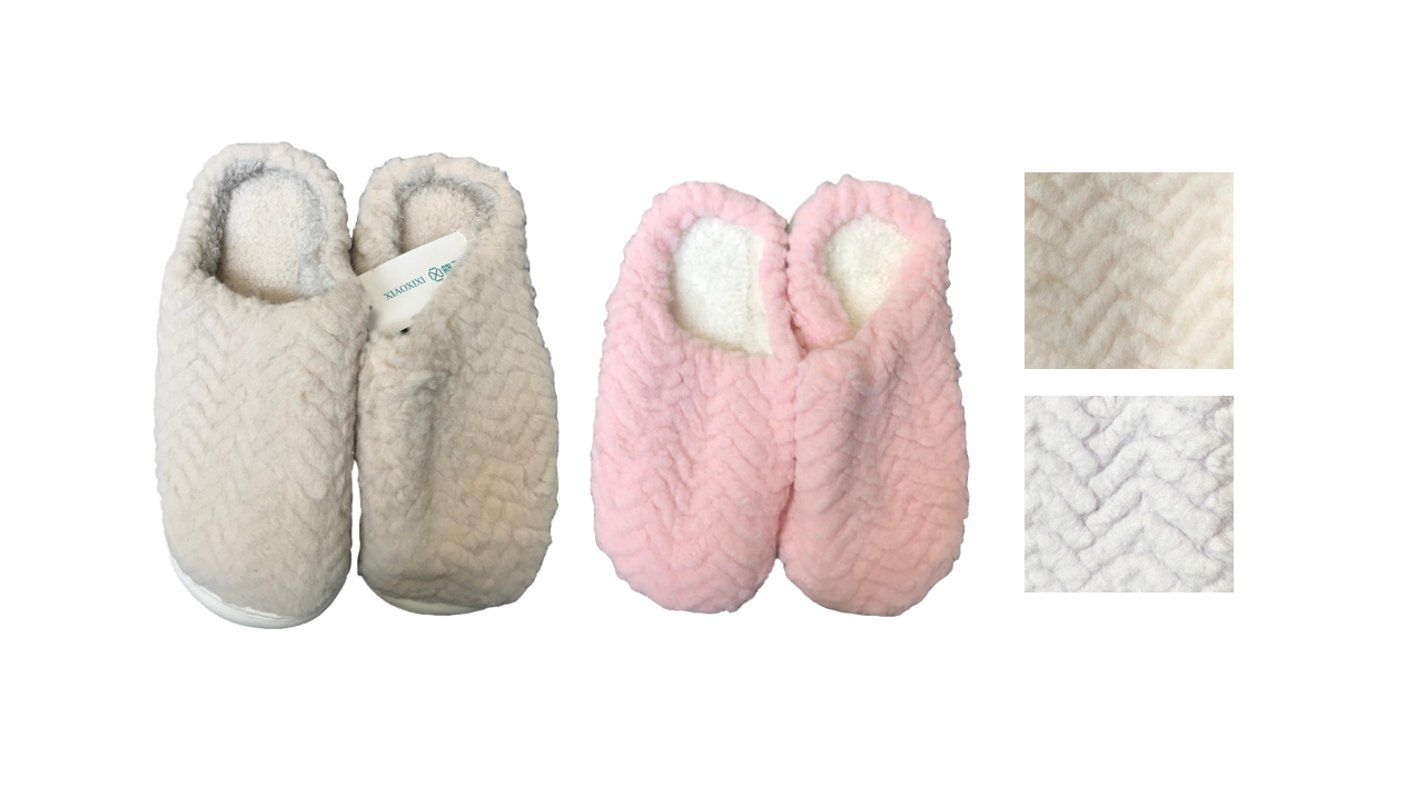 Indoor Fuzzy House Slippers with Chevron Design Assorted Sizes and Colours 7746