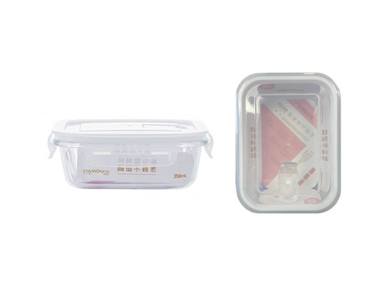 Rectangular Glass Food Storage Container with Air Vent 350ml 7762