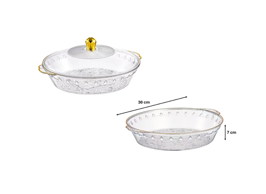 Round Transparent Plastic Fruit Bowl Serving Tray with Lid 30 x 7 cm Assorted Colours 7810