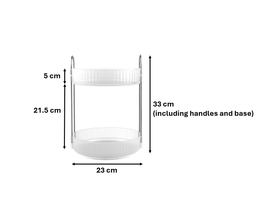 Round Plastic 2 Tier Spinning Turntable Perfume Skincare Storage Display Rack 23 x 23 x 33 cm 7811