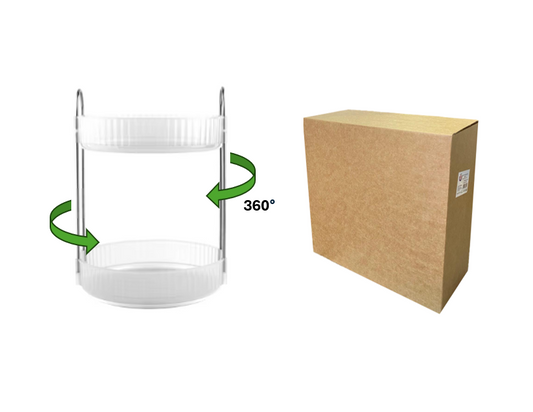 Round Plastic 2 Tier Spinning Turntable Perfume Skincare Storage Display Rack 23 x 23 x 33 cm 7811