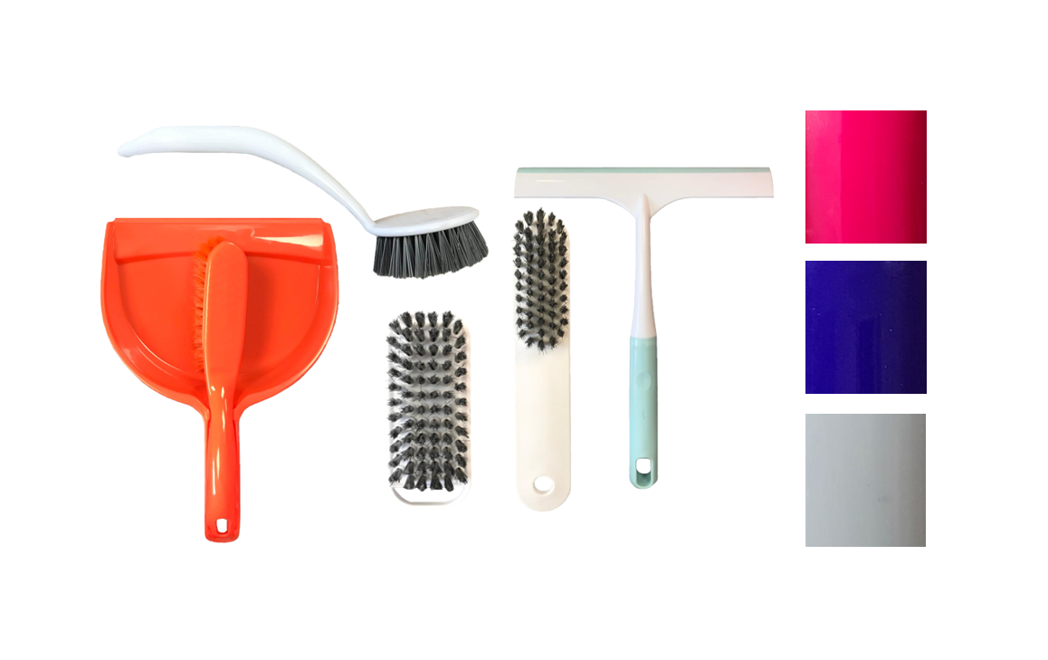 Plastic Cleaning Dustpan and Brush Set of 5 Assorted Colours 7813