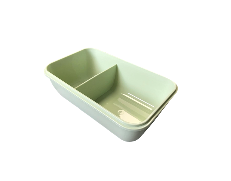 Plastic 2 Compartment Lunch Box with Spoon 20 x 12 x 8 cm Assorted Colours 7815
