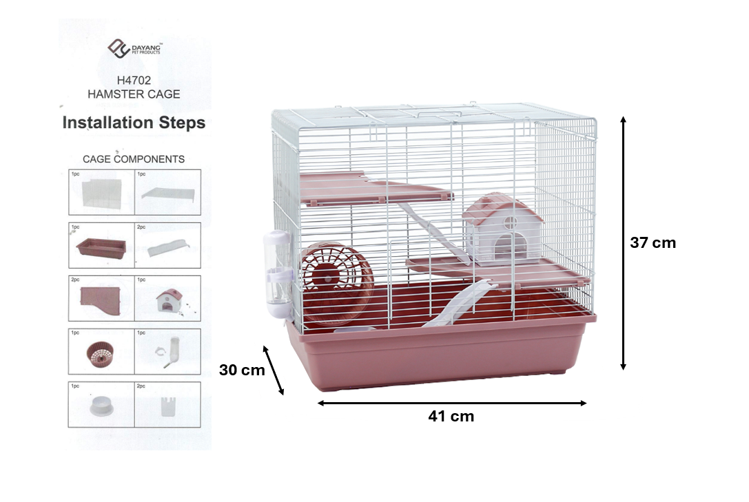 Dayang Pet Hamster Mouse Rodent Cage 37 x 41 x 30 cm Assorted Colours 7835