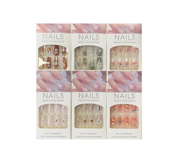 Artificial Fake Nail Extensions With Gems Assorted Designs